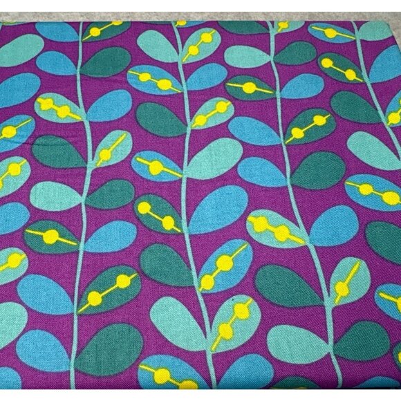 Kim Schaefer Andover Fabrics Inc Cotton Fabric 19" x 44" Purple Blue Leaf Print - Picture 1 of 11